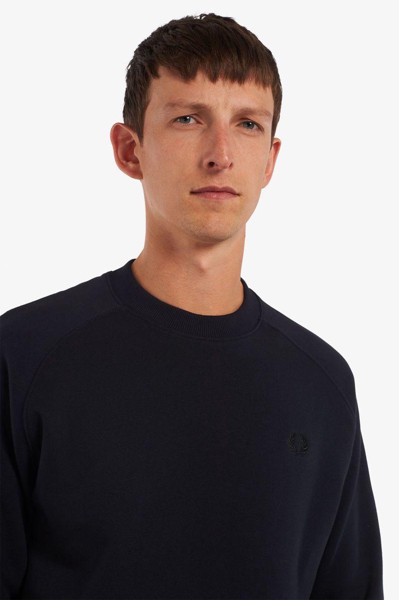 Navy Fred Perry Knitted Back Men's Sweatshirts | PH 1591AHKP